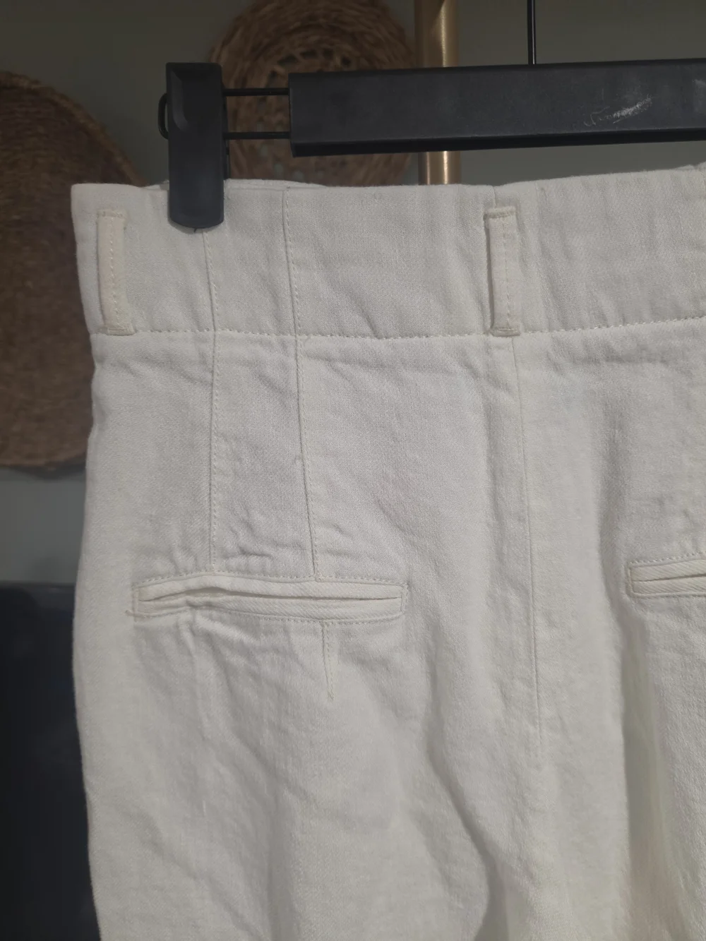 Zara Ivory Linen Blend High Rise Wide Leg Trousers Size Small